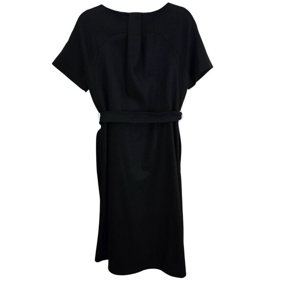 COS Black Wool Cashmere Short Sleeve Midi Coat Dress Belted Hidden Button Size M - Picture 2 of 10